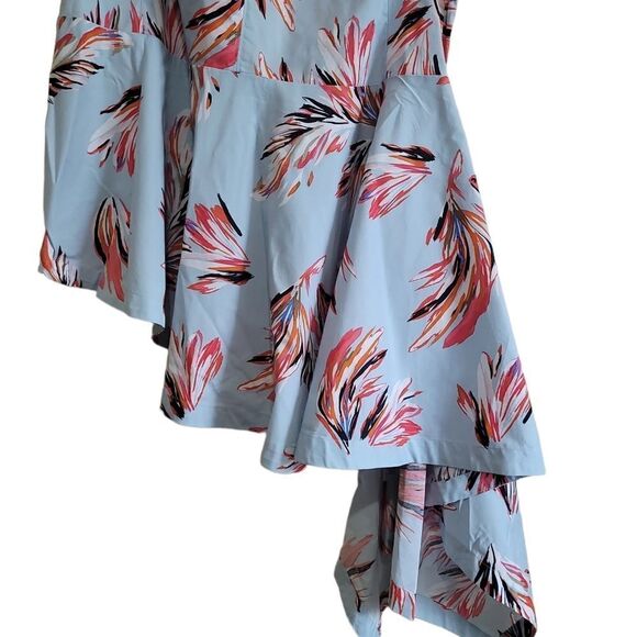 Lane Bryant Asymmetrical Sleeveless Feather Print Peplum Top Sz 18 - Picture 5 of 9